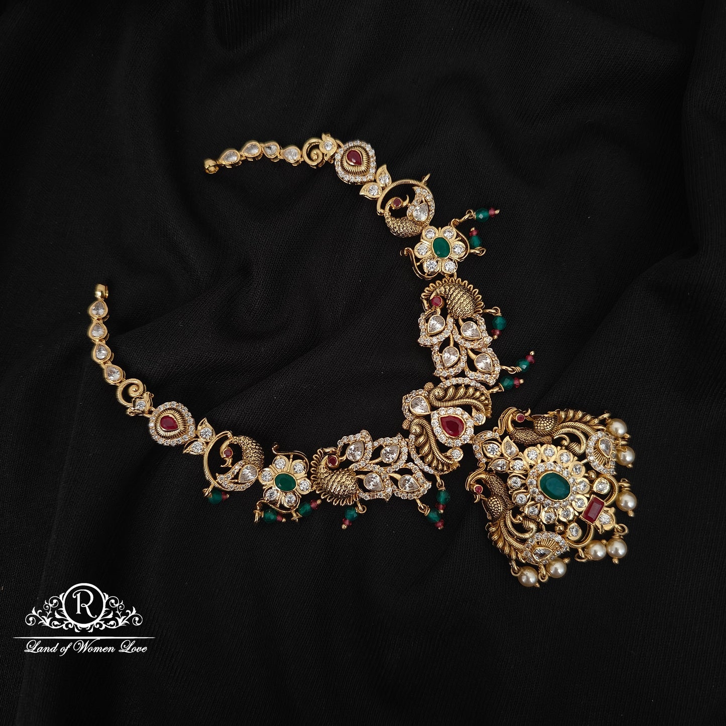 92.5 SILVER  PEACOCK DESGIN NECKLACE-RCHD098